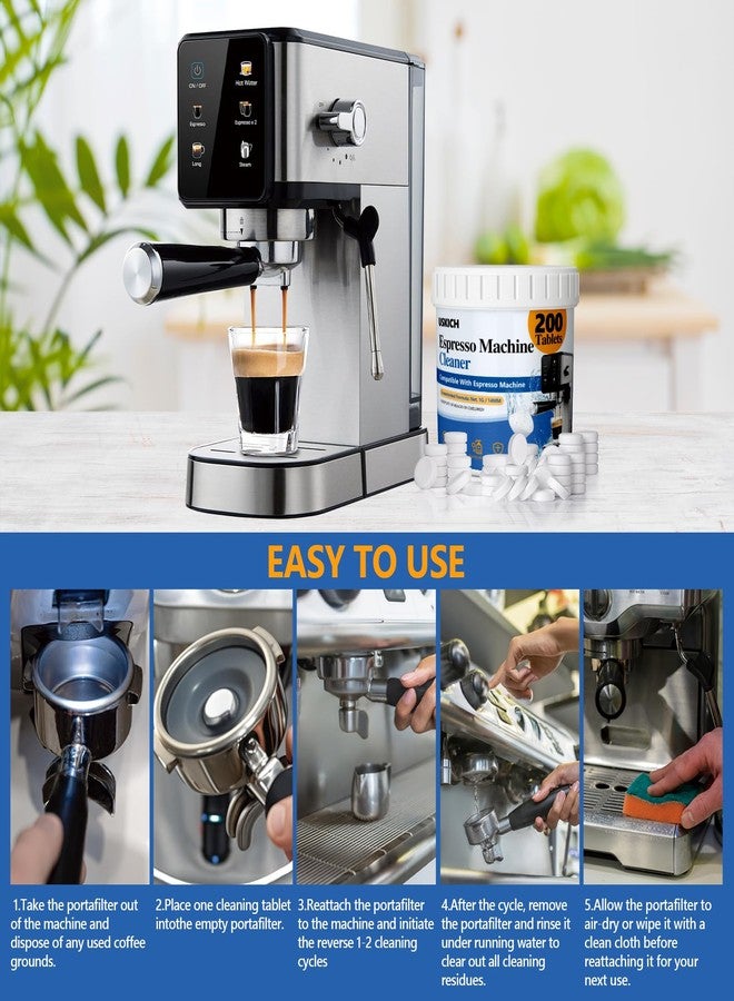 USKICH Espresso Machine Cleaning Tablets Descaling -200 Tablets, Compatible with Breville Barista Express, Gaggia, Delonghi, Jura, Philips - Universal Coffee Machine Cleaner Solution for Espresso Machines - Image 5
