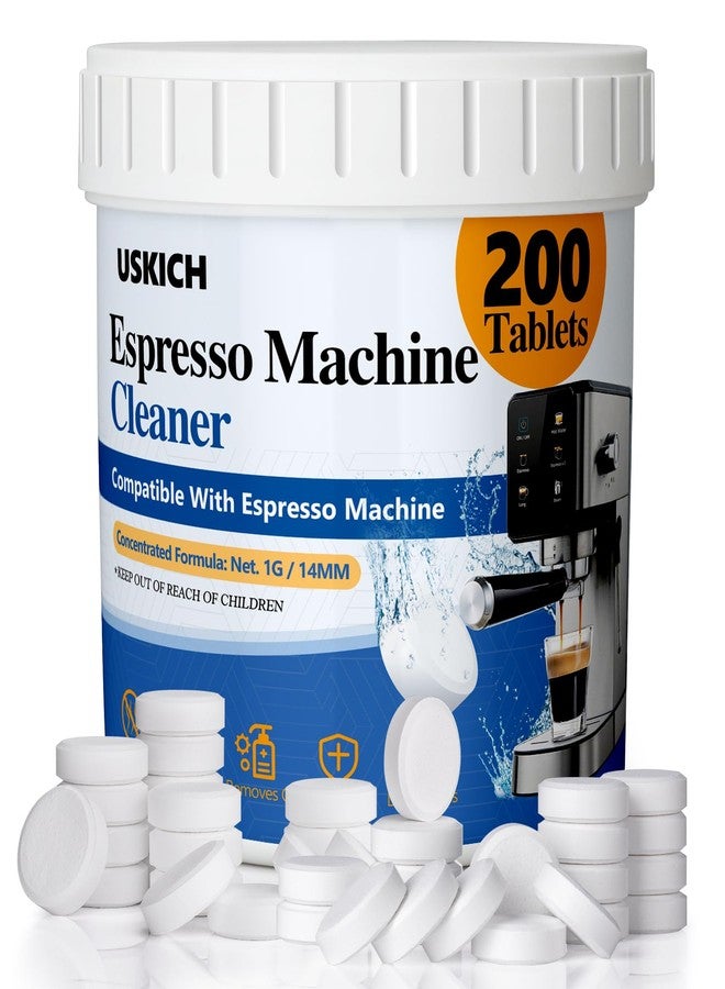 USKICH Espresso Machine Cleaning Tablets Descaling -200 Tablets, Compatible with Breville Barista Express, Gaggia, Delonghi, Jura, Philips - Universal Coffee Machine Cleaner Solution for Espresso Machines - Image 1
