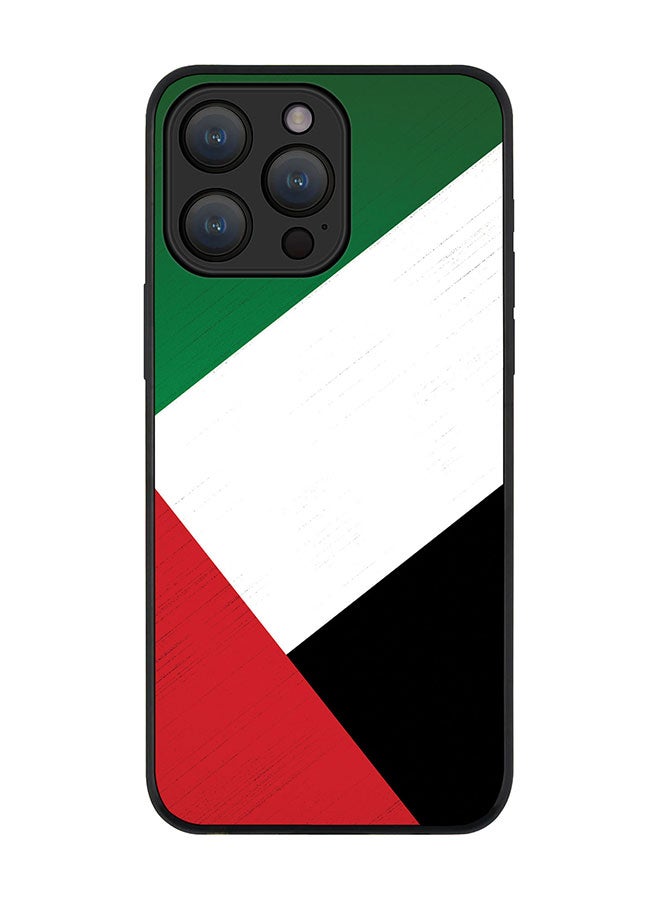 Stylizedd Cover for iPhone 15 Pro Case Rugged Black Slim fit Soft Flexible Anti Drop TPU Gel Thin Protective Phone Cases - Flag Of UAE - Image 1