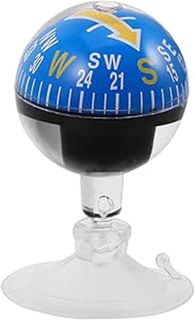 38mm Blue Plastic Car Dashboard Compass Portable Suction Cup Navigation Ball - Image 1