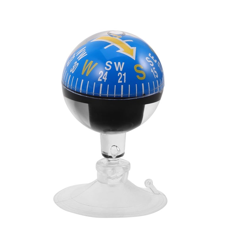 38mm Blue Plastic Car Dashboard Compass Portable Suction Cup Navigation Ball - Image 2