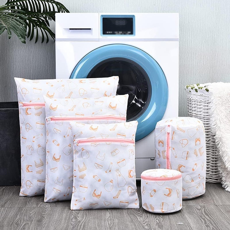 BEHAHAI Mesh Laundry Bags for Delicates with Premium Zipper Travel Storage Organize Bag Clothing Washing Bags for Laundry Blouse Bra 5PCS PRINT MESH BAG SET - Image 4