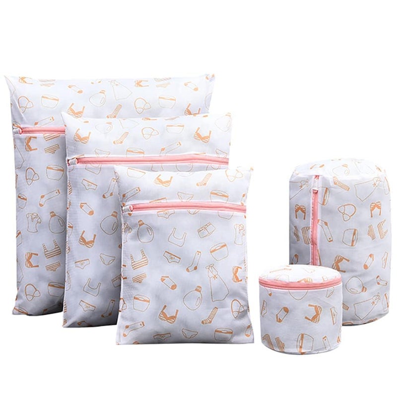 BEHAHAI Mesh Laundry Bags for Delicates with Premium Zipper Travel Storage Organize Bag Clothing Washing Bags for Laundry Blouse Bra 5PCS PRINT MESH BAG SET - Image 1