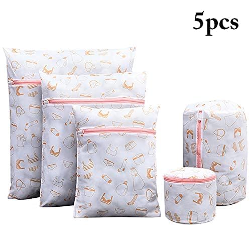 BEHAHAI Mesh Laundry Bags for Delicates with Premium Zipper Travel Storage Organize Bag Clothing Washing Bags for Laundry Blouse Bra 5PCS PRINT MESH BAG SET - Image 3