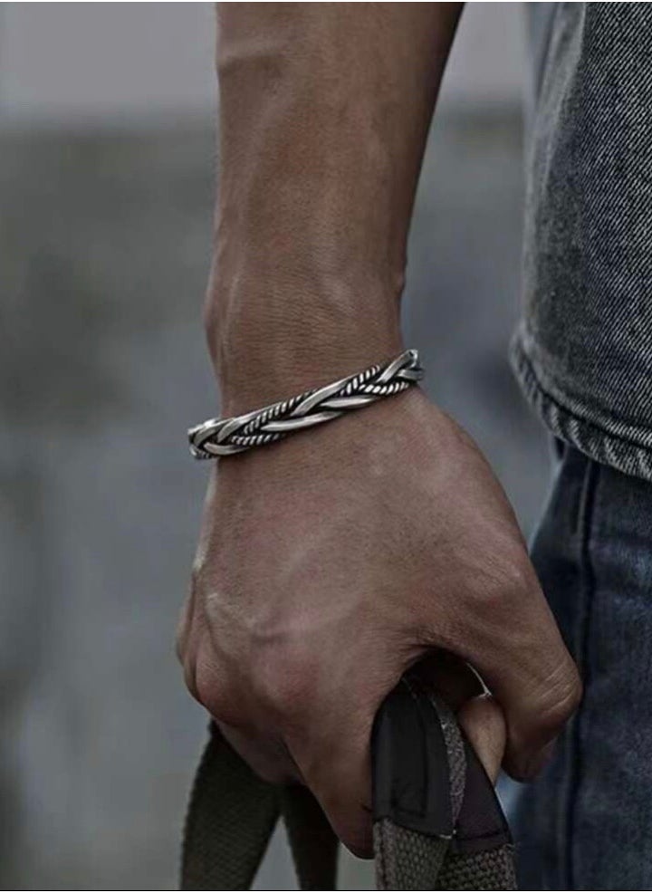 JewelryLand - Men’s Elegant Antique Silver Color Bracelet - Image 1