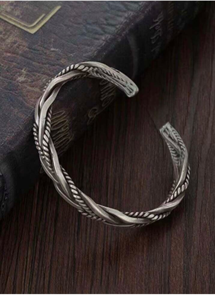 JewelryLand - Men’s Elegant Antique Silver Color Bracelet - Image 1