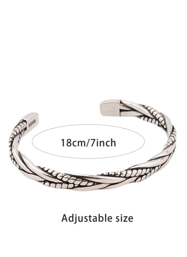 JewelryLand - Men’s Elegant Antique Silver Color Bracelet - Image 1