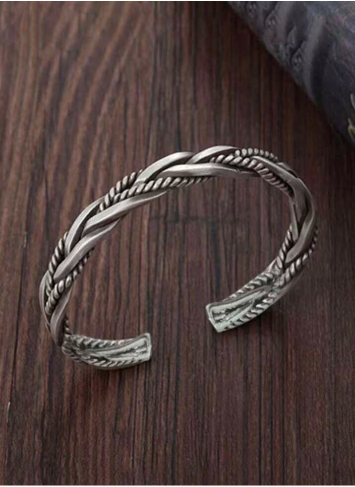 JewelryLand - Men’s Elegant Antique Silver Color Bracelet - Image 1