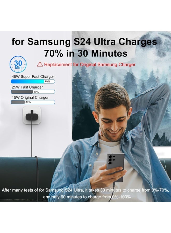 AAS ECOM 45W USB C Super Fast Charging PD Charger with 1 m Cable - Compatible with S25 S24 S23 S22 S21 S20 Ultra, S24+ S23+ S22+ S21+, A53, A15, A54, Fold, Flip - Type C Power Adapter, - Image 3