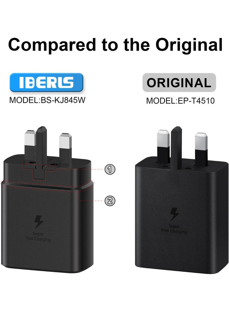 AAS ECOM 45W USB C Super Fast Charging PD Charger with 1 m Cable - Compatible with S25 S24 S23 S22 S21 S20 Ultra, S24+ S23+ S22+ S21+, A53, A15, A54, Fold, Flip - Type C Power Adapter, - Image 4