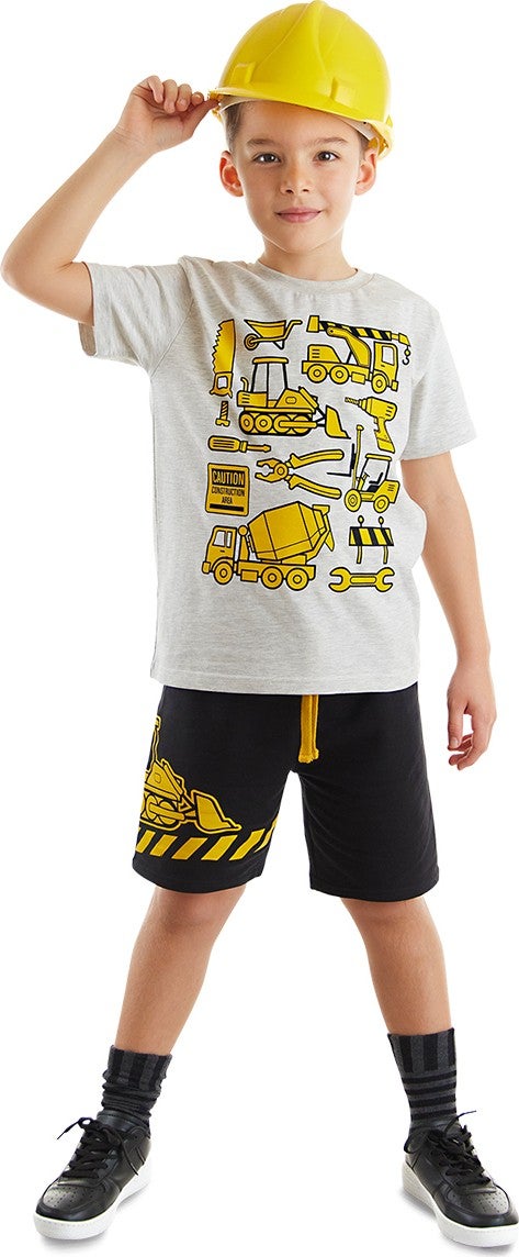 Mshb&G Construction Vehicles Boys T-Shirt Shorts Set - Image 1