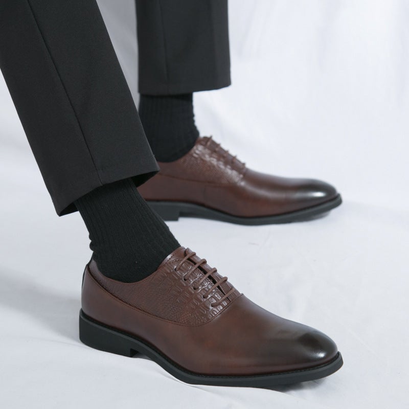 Large Size Men'S Lace-Up Pointed Leather Shoes Formal Business Casual Shoes British Style Derby Shoes Office Men'S Shoes - Image 2