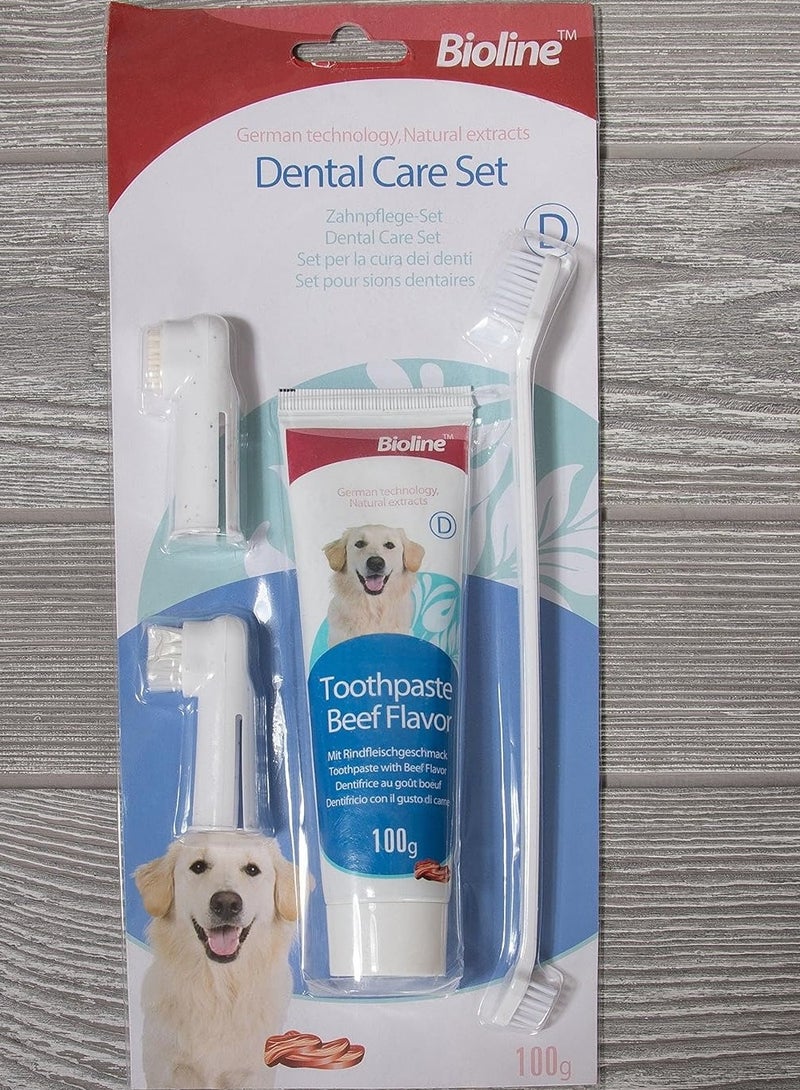 بايولاين مجموعة بيولين للعناية بالأسنان، تنظف الأسنان وتنعش النفس بنكهة اللحم البقري - 100 جم - Image 3