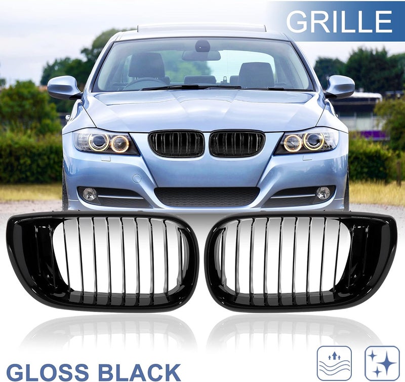 X AUTOHAUX Gloss Black Front Kidney Grille for BMW E46 3 Series (2002-2004) - Image 2