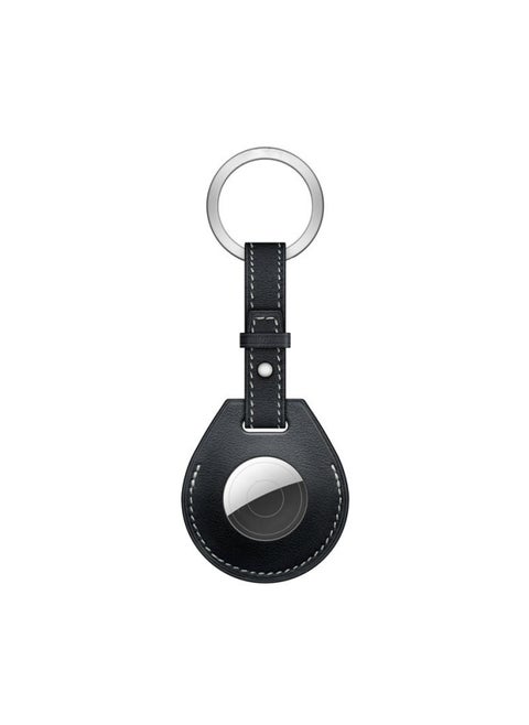 Suitable For Apple Airtag Protective Case Keychain Cowhide Protective Case Anti-lost Case Air Tag Positioning Collar-Color:B Section Black-Applicable Model:airtag Protective Sleeve