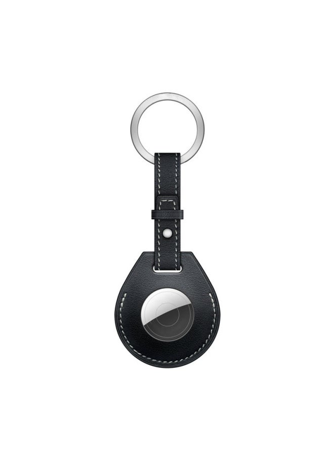Generic - Suitable For Apple Airtag Protective Case Keychain Cowhide Protective Case Anti-lost Case Air Tag Positioning Collar-Color:B Section Black-Applicable Model:airtag Protective Sleeve - Image 1
