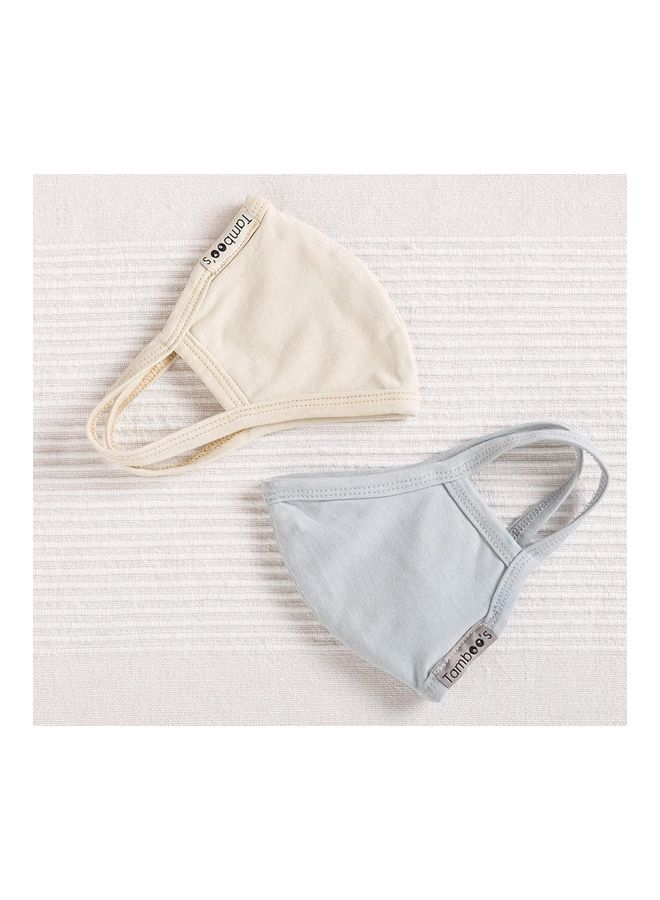 Tamboo's 2-Piece Eco Friendly Reusable Washable Soft Adults Face Masks Natural Beige/Grey Mist 30x13.5cm - Image 1
