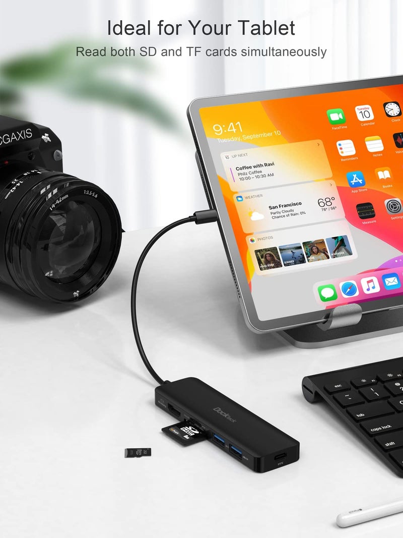 Dockteck USB C Hub HDMI PD Adapter for MacBook Air/Pro, Surface Pro 7/8, XPS and More, Dockteck 6-in-1 Type C Hub with 4K 60Hz, 100W PD, SD & microSD Card Reader, 2 USB 3.0 Data 5Gbps - Image 3