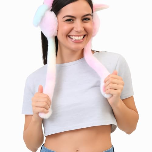 RR DESIGN Earmuffs Cute Plush Animal Ear Warmers for Women & Girls | Fluffy Furry Ear Muffs for Winter | Fluffy Furry Ear Muffs | Adorable Bunny Fluffy Ear Warmers (multicolor Pink) - Image 3