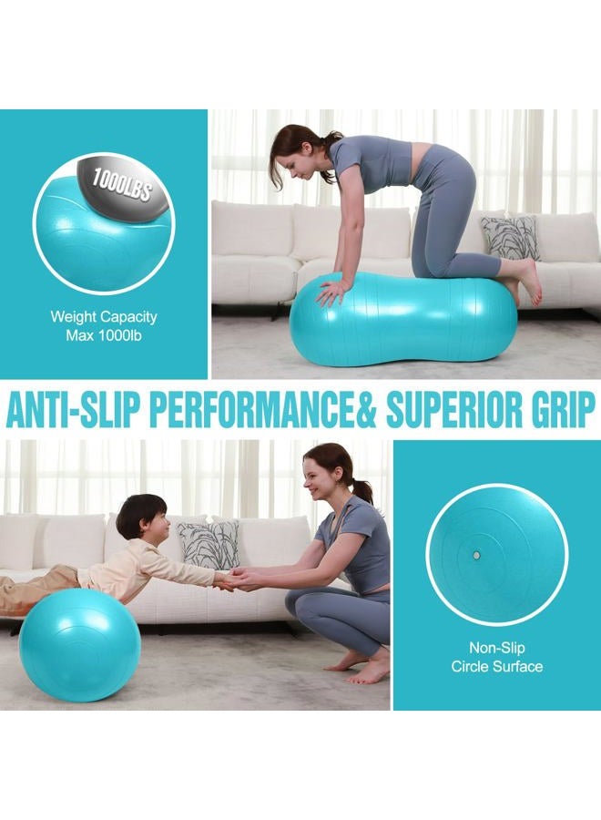 INPANY Peanut Ball - Anti Burst Exercise Ball for Labor Birthing, Physical Therapy for Kids, Core Strength, Home & Gym Fintness (Include Pump) Cyan - Image 4