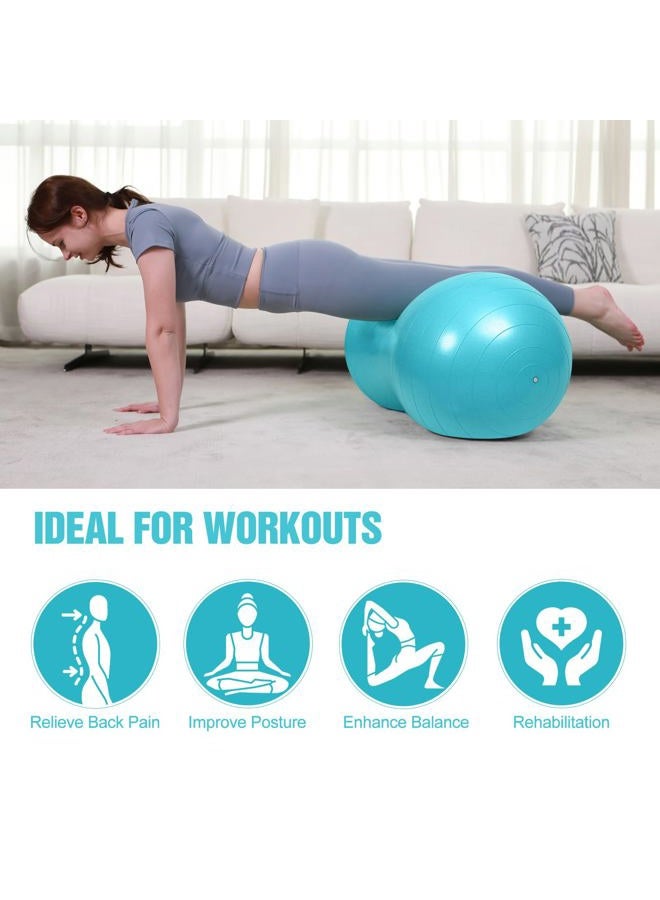 INPANY Peanut Ball - Anti Burst Exercise Ball for Labor Birthing, Physical Therapy for Kids, Core Strength, Home & Gym Fintness (Include Pump) Cyan - Image 5