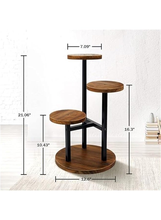 ميكسد حامل نباتات من 3 طبقات من بابوريتش، رف نباتات زاوية خشبي، رف عرض للنباتات المتعددة، حامل وعاء زراعة بنمط عصري، لغرفة المعيشة والشرفة والحديقة والفناء (خشب الجوز) - Image 2