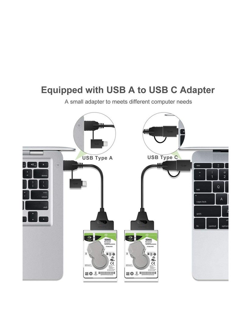 SATA to USB 3.0 Cable, SATA 22 Pin 2.5" inch Female to USB 3.0 & Type-C Male USB-C USB 3.0, USB 3.0 to SATA III Hard Drive Adapter, for 2.5 3.5 Inch HDD/SSD Hard Drive Disk  - Image 2