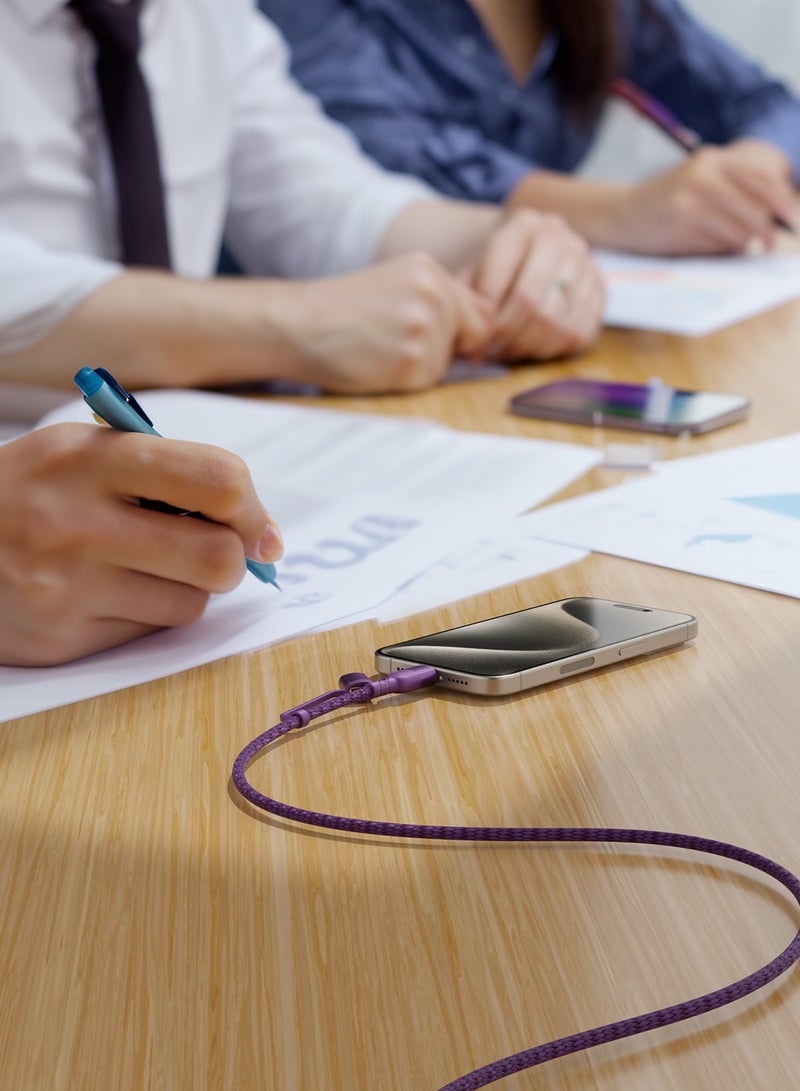 Moxedo 4 in 1 Charging Cable 60W Power Delivery Interchangeable USB-A/USB-C to USB-C/Lightning 1.2 Meters Braided Nylon Cable Compatible for Android/iPhone 15/14/13/12/11 Pro Max, iPad (Purple) - Image 3