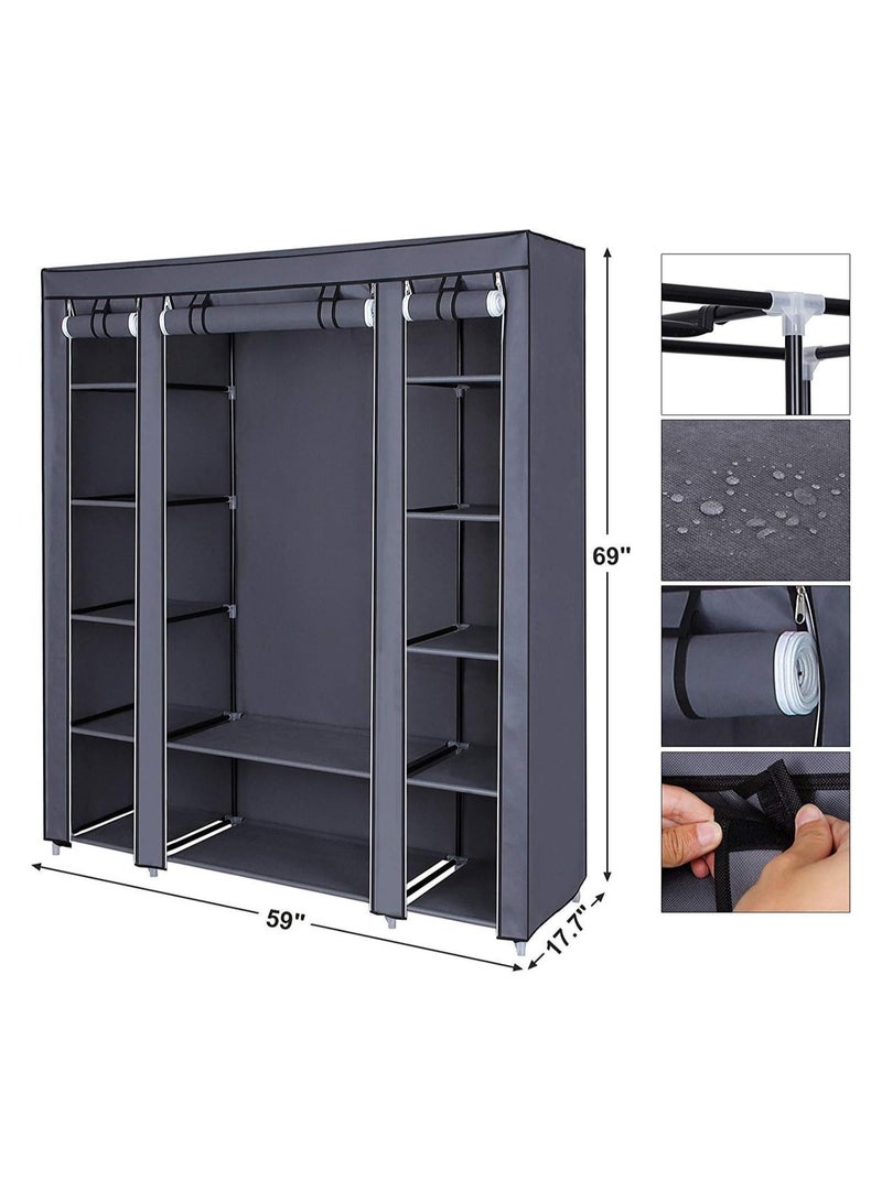 Non-woven Fabric Closet Organizer Portable Wardrobe with Shelves - Extra Strong and Durable Storage Solution - Image 3