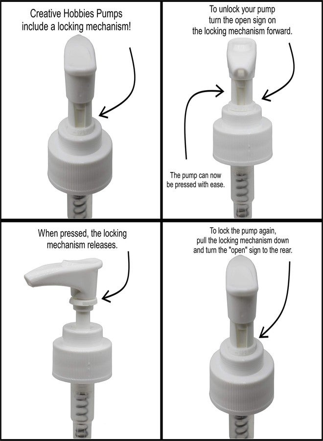 Creative Hobbies White Plastic Lotion Soap Dispenser Pumps with Glue On Screw Collars, Replacements for Soap and Lotion Pumps, Mason Jar Pumps or Bottles and DIY Crafts - 6 Sets - Image 3
