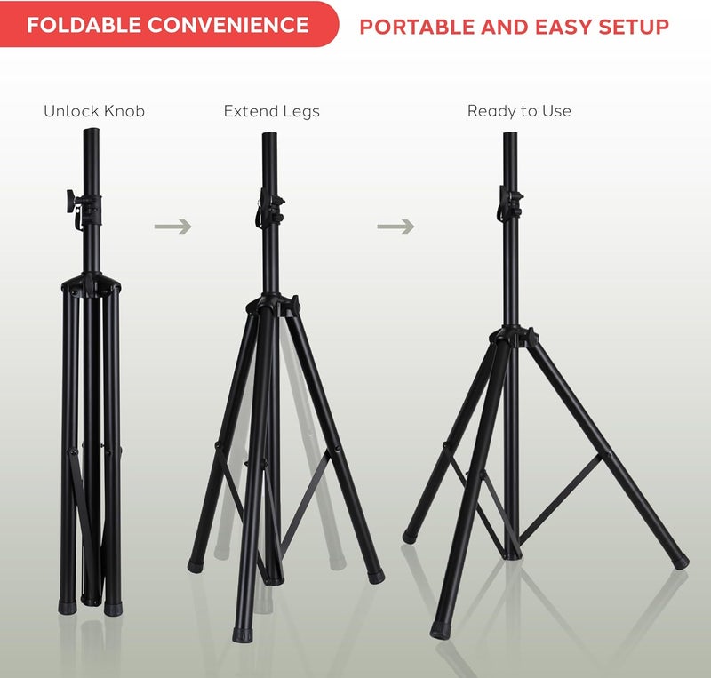 Pyle -PRO Universal Speaker Stand Mount Holder - 6’ft Heavy Duty Tripod w/Telescoping Height Adjustment 40” to 71” 35mm Compatible Insert Knob Style Lock Perfect for On-Stage or in-Studio Use AZPSTND2 - Image 4