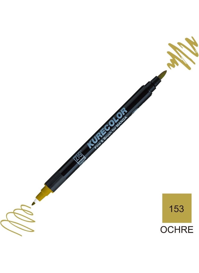 Zig Kurecolor Mangaka Fine&brush Double-Sided Pen CNKC-2200 No 153 Ochre  - Image 1