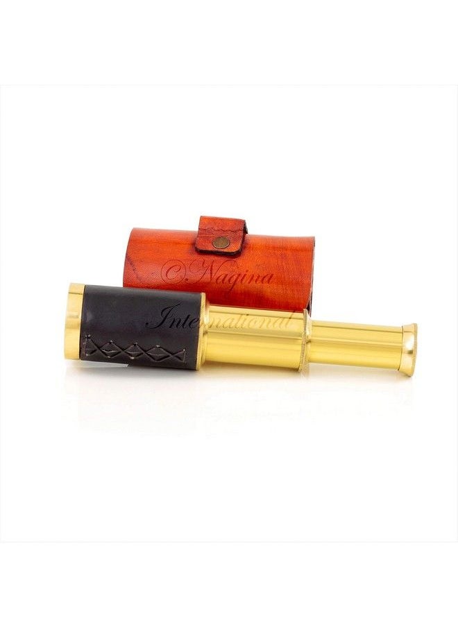 Nagina International 6" Solid Brass Quality Handcrafted Spyglass Telescope Set With Brown Carry Bag To Complete Your Collection  - Image 4