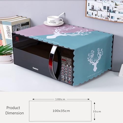 DARSHANAM WORLD Microwave Oven Cover, Waterproof Modern Design Kitchen Oven Cover Attractive Decorative Dust Proof Appliance Oven Top Cover (100 x 35 cm) (Deer Design) - Image 2
