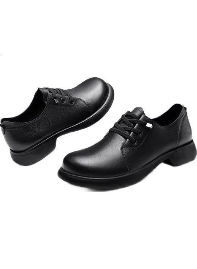 Strongman Comfortable Soft Leather Casual Women'S Shoes Top Layer Cowhide Women'S Single Shoes Wide Head Not Easy To Squeeze Feet Jda73271 Black 37 - Image 2