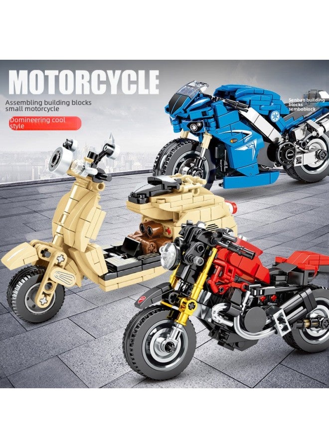 Senbao Building Blocks Technology Ducati Motorcycle Model Compatible With Lego Boys Puzzle Assembled Building Blocks Children's Toys-Color:Amaha JOG Motorcycle 701109 [color Box]]  - Image 3