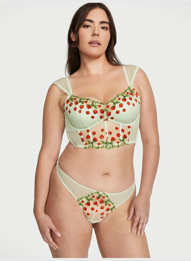 Victoria's Secret Strawberry Embroidery Cap-Sleeve Corset Top