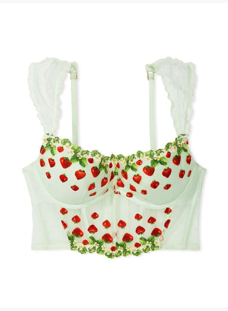 Victoria's Secret Strawberry Embroidery Cap-Sleeve Corset Top