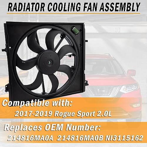 Qagea Radiator Cooling Fan Assembly Replacement for 2017 2018 2019 Nissan Rogue Sport 2.0L Replaces 214816MA0A - Image 2