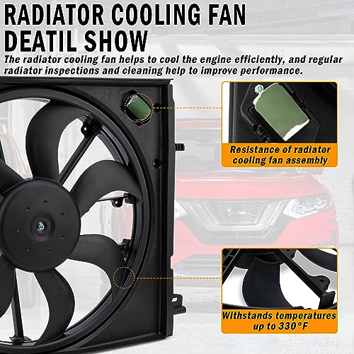 Qagea Radiator Cooling Fan Assembly Replacement for 2017 2018 2019 Nissan Rogue Sport 2.0L Replaces 214816MA0A - Image 4