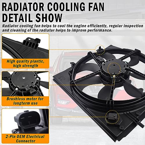 Qagea Radiator Cooling Fan Assembly Replacement for 2017 2018 2019 Nissan Rogue Sport 2.0L Replaces 214816MA0A - Image 3