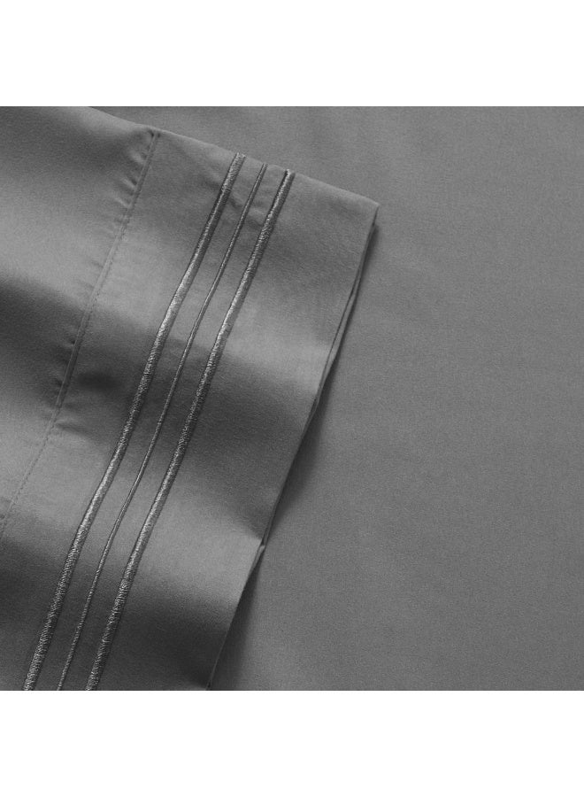 Sweet Home Collection Full Size Sheet Sets  Breathable Luxury Sheets with Full Elastic  Secure Corner Straps Built In  1800 Supreme Collection Extra Soft Deep Pocket Bedding Set Sheet Set Full Gray  - Image 2