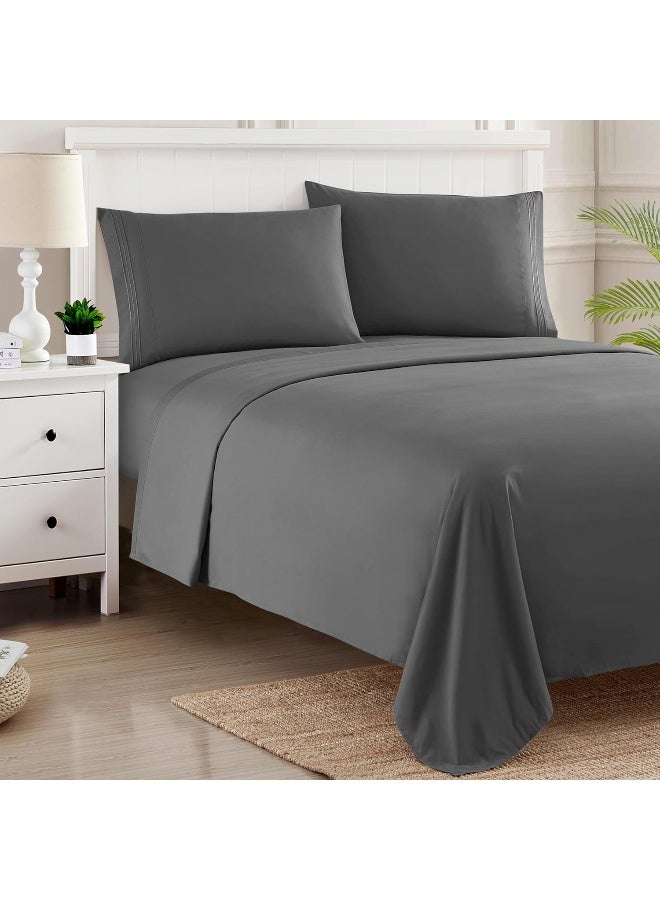 Sweet Home Collection Full Size Sheet Sets  Breathable Luxury Sheets with Full Elastic  Secure Corner Straps Built In  1800 Supreme Collection Extra Soft Deep Pocket Bedding Set Sheet Set Full Gray  - Image 5