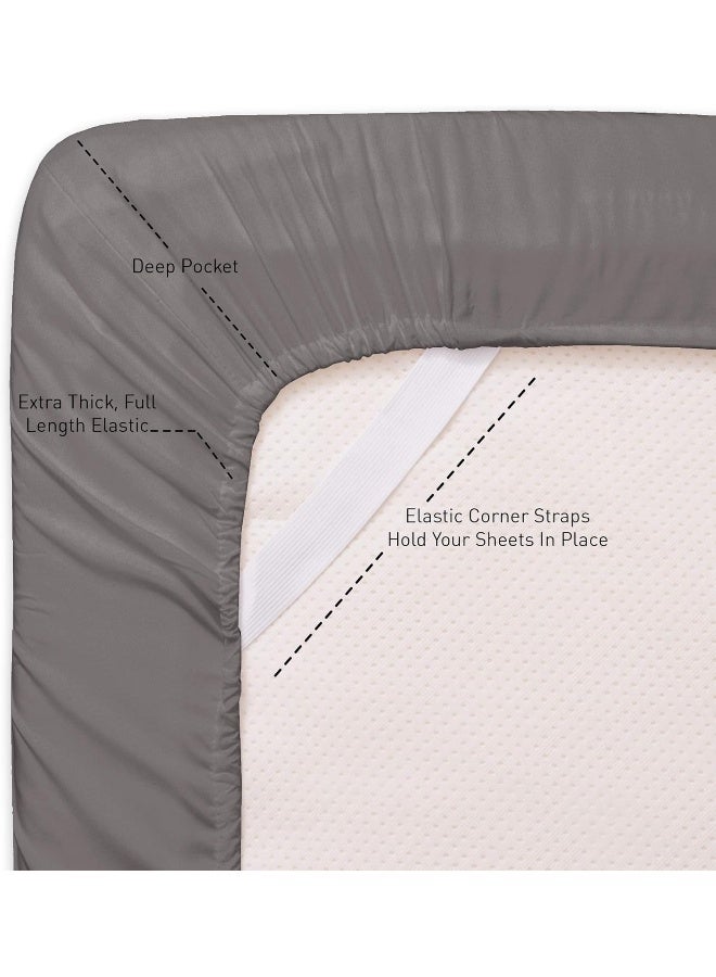 Sweet Home Collection Full Size Sheet Sets  Breathable Luxury Sheets with Full Elastic  Secure Corner Straps Built In  1800 Supreme Collection Extra Soft Deep Pocket Bedding Set Sheet Set Full Gray  - Image 4