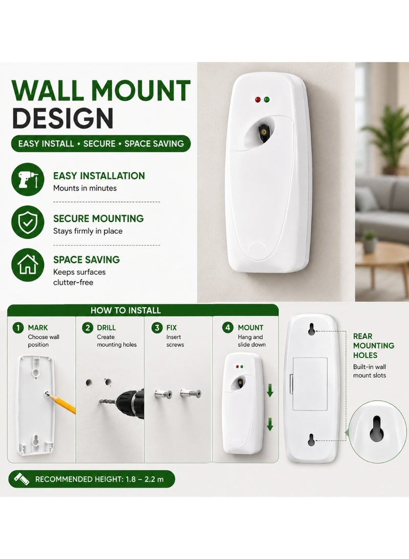 موزع معطر هواء أوتوماتيكي مثبت على الحائط يعمل بالبطارية - أبيض - Image 4