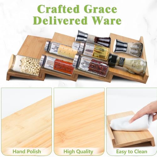 Graceware Bamboo Spice Drawer Organizer, 4 Tier Stackable Spice Rack for Cabinet, Seasoning Storage Organization，13'' Wide - Image 4