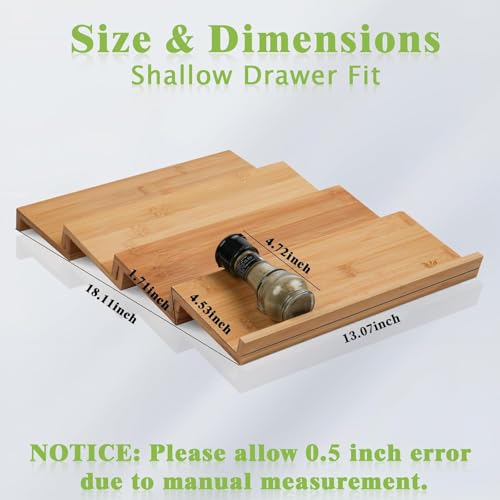 Graceware Bamboo Spice Drawer Organizer, 4 Tier Stackable Spice Rack for Cabinet, Seasoning Storage Organization，13'' Wide - Image 2
