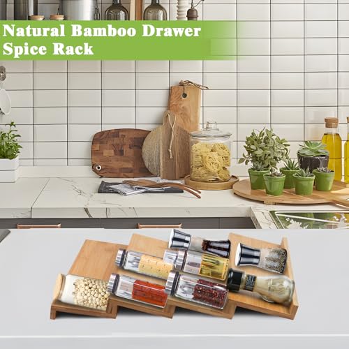 Graceware Bamboo Spice Drawer Organizer, 4 Tier Stackable Spice Rack for Cabinet, Seasoning Storage Organization，13'' Wide - Image 3