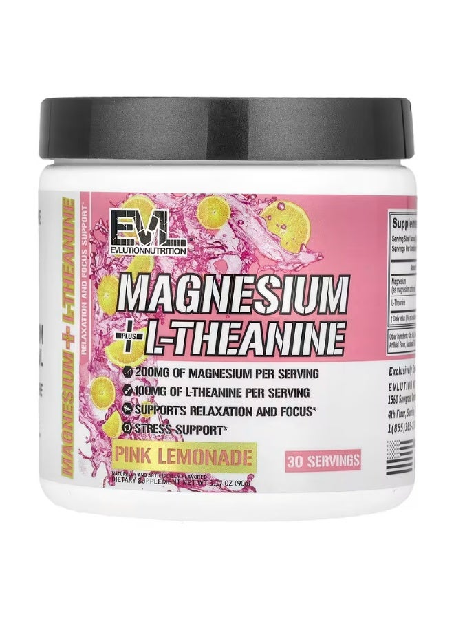 EVLution Nutrition, Magnesium + L-Theanine, Pink Lemonade, 3.17 oz (90 g)