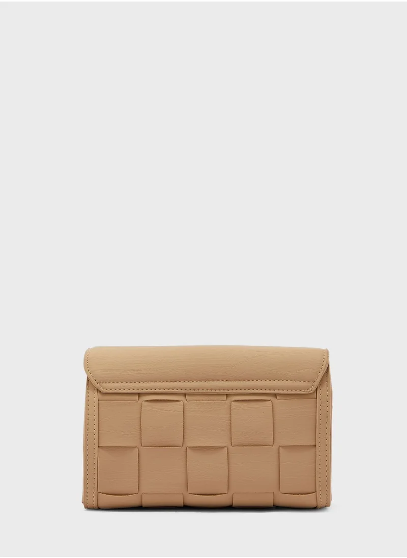 Ginger Weave Crossbody Satchel Bag